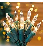 Hopolon Clear Christmas Lights Set 2PACK 50Count 13Feet Incandescent Bulb Mini String Lights for ...