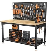 CAMMOO 48" Heavy Duty Work Bench Adjustable Height Max Load 2000 LBS with Storage Shelf for Garag...
