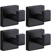 Fenas Towel Hooks for Bathrooms Robe Hook Coat Hook 4 Pack Matte Black Stainless Steel Heavy Duty...