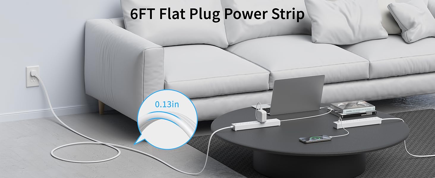 flat plug power strip