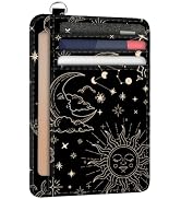 peacoblue RFID Blocking Credit Card Holder for Women - Sun and Starry Sky PU Leather Slim Wallet ...
