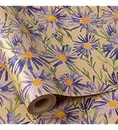 RUSPEPA Purple Daisy Floral Wrapping Paper, Watercolor Flower Kraft Paper Roll - Mini Roll - 17 i...