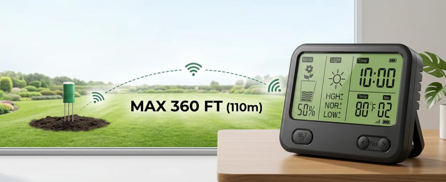 Up to 360 FT wireless range