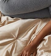 MR&HM Satin Comforter Queen 7 Pieces - Luxurious Pinch Pleat Bedding Set with Comforter, Flat She...