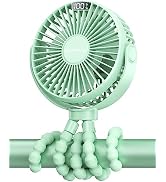SWEETFULL Portable Stroller Fan, LED Display 6000mAh Battery Operated Mini Clip Fan, 4 Speed Rech...