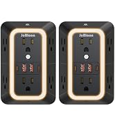 2 Pack Outlet Extender Power Strip, Multi Plug Outlet Surge Protector, 6 AC Surge Protector Outle...