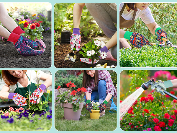4 Pairs Floral Gardening Gloves