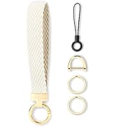 WEESMILE Keychain Wristlet, Stretchy Key Chain for Car Keys with 2 Keyrings and D ring, Cute Wris...