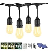 Dott Arts 100FT (2X50FT) Solar Outdoor String Lights Waterproof with Dimmable Remote,3-Color in 1...