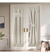 NICETOWN 100% Blackout Linen Door Curtain for Back Door Window, 26"W x 72"L, Privacy Protection T...