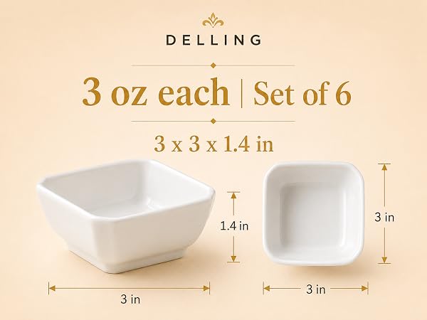 compact size for everyday serving 3 oz each Set of 6 3x3x1.4in