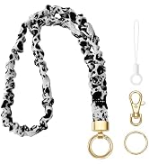 Stretchy Lanyard for ID Badges,Teacher Lanyard for Keys, Cute Neck Lanyard for Women (Black and W...
