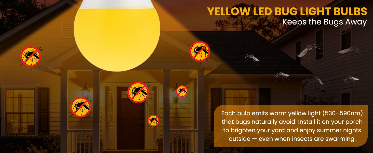 yellow bug light bulbs outdoor led Yellow Amber Bug Lights for Outside Porch bug repellent light