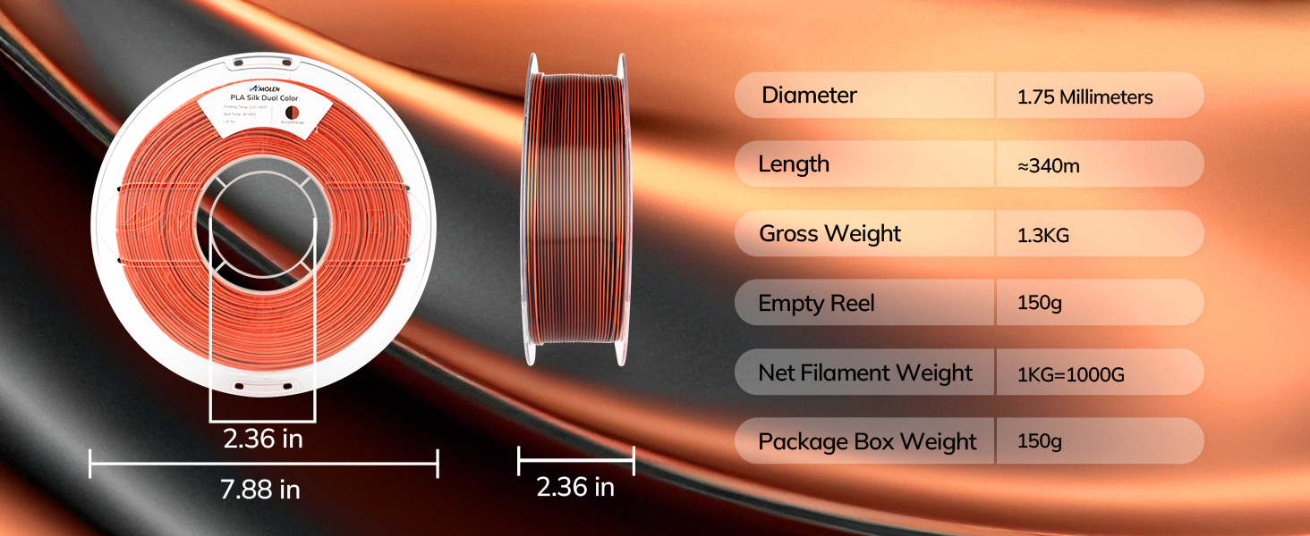 Silk PLA Filament 1.75mm Shiny 3D Printer Filament FDM 3D Printer Red Gold Printing Filament