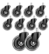 CLOATFET Office Chair Wheels 10 Pack, 3 Inch Heavy Duty Replacement Chair Wheels, Smooth Rolling ...