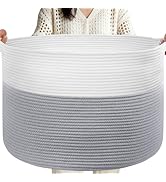 ClenClever XXL Large Laundry Basket, 90L Soft Cotton Rope Basket, Blanket Storage and Organizers,...