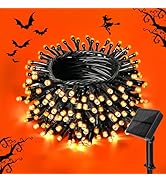 cshare Solar String Lights for Halloween, Orange Halloween String Lights 39.4ft 120LED 8 Modes fo...