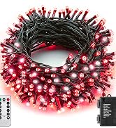 Christmas String Lights Outdoor 33Ft 100 LED Fairy Lights for Indoor Outdoor Waterproof with Remo...