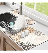 Findosom 2PCS 12" x 20" Dish Drying Mat & 24" x 5.5" Sink Splash Guard, Super Absorbent & Cuttabl...