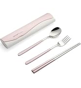 DEVICO Portable Travel Utensils with Case, Reusable Camping Silverware for Lunch, 18/8 Stainless ...