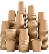 SIUQ 400 Pack 3 oz Kraft Paper Cups, Disposable Bathroom Cups, Mini Mouthwash Cups, Hot/Cold Beve...