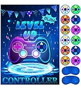 ASTARON Pin The Button on The Video Game Party Game, 30 Video Game Button Sticker, Game Theme Bir...