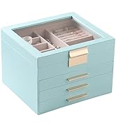 Frebeauty Clear Lid Jewelry Box,4 Layers Jewelry Organizer Large Multi-Functional Jewelry Storage...