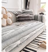 Huierxun Faux Fur Gradient Color Sofa Cover Grey Ombre Thick Soft Sectional Couch Covers Fluffy P...