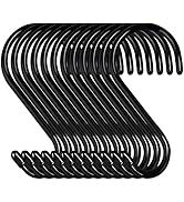 12 Pack S Hooks Heavy Duty, 4 Inch Large Vinyl Coated S Hooks for Hanging Plants,Black Rubber Coa...