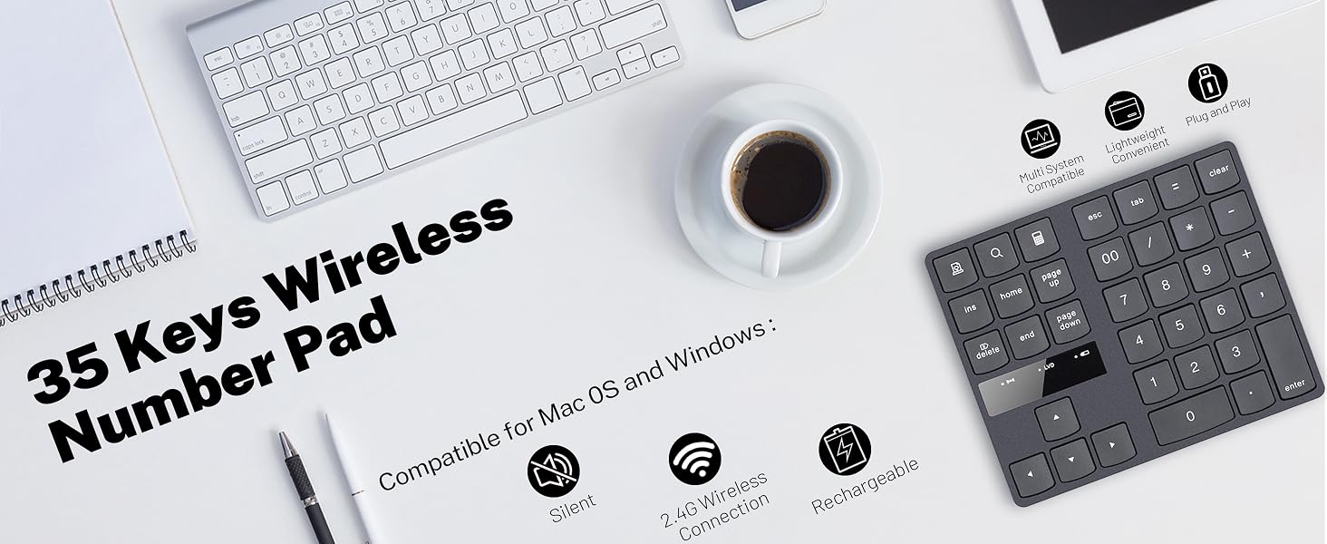 35 Keys Wireless Number Pad