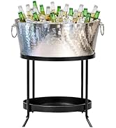 BREKX Armored XL Insulated Beverage Tub With Stand for Parties – Stainless Steel Ice Bucket, Larg...