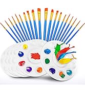 Hulameda Acrylic Painting Set 20 Pcs Nylon Hair Brushes with 6 Pcs Paint Trays for Kids and Adult...