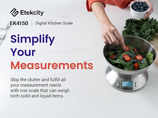 The kitchen scale has a big stainless steel bowl, which can also be used as a timer when cooking.