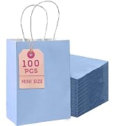 Bakepacker 100 Pcs Light Blue Mini Paper Gift Bags with Handles 6