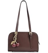 Shoulder Bag Red Purse for Women Leather Swing Bag Zip Handbag Burgundy Purse with Cherry Pendant