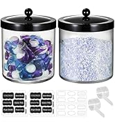 Amolliar 50 Oz Apothecary Jar - 2 Pack Clear Container with Stainless Steel Lid, Plastic Jar for ...