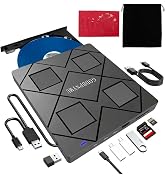 GODBPNYMU 8-in-1 External Blu-ray Drive, 2 USB A & 2 USB C Ports, TF/SD Card Reader, BD/CD/DVD 3D...