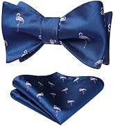 HISDERN Self Tie Bow Ties for Men Animal Fun Bowties Pocket Square Woven Silk Bowtie Handkerchief...
