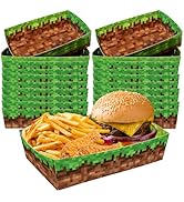 60 Pcs Video Gaming Theme Paper Food Trays Boats Disposable, Nacho Snack Taco Food Trays for Vide...