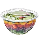 Jaluxing [32 oz. 50 Sets Clear Plastic Salad Bowls with Airtight Lids Disposable To Go Mixing Con...