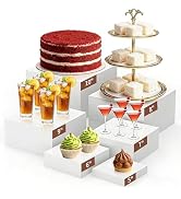 Buffet Risers Set, 6 PCS White Buffet Table Display Stand(Size 5",6",7",8",9",10"), Food Display ...