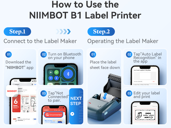 how to use the NIIMBOT B1 LABEL MAKER