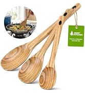 AIUHI 3Pcs Wooden Spoon Set, Different Size Wood Spoons for Cooking, Wooden Kitchen Utensils Set ...