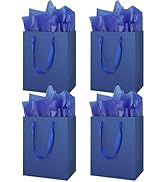 MOXARYSU 4 Pcs Medium Blue Gift Bags: 8x5x10 Inches Gift bags With Handles Party Favor Bags With ...