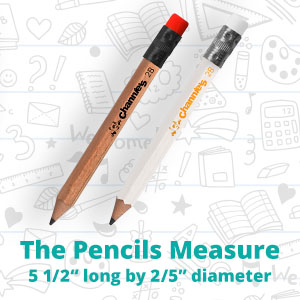 pencils measure 4.5" long with 2/5" diameter