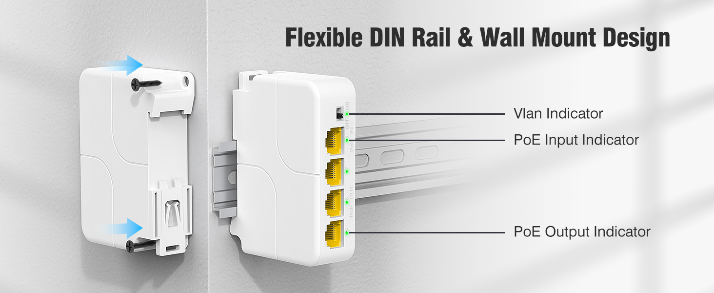 Dual Installation Design: DIN Rail & Wall Mount