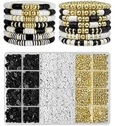 ClaBead Bracelet Making Kit 3200Pcs, Clay Beads Bracelet Kit with Gold Beads and Gold Flower, Swi...
