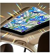 39.37×16.92 Inch Car Sunroof Stained Glass Window Film,Stylish Sunroof Sticker Static Cling Priva...