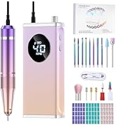 HOMEASY Electric Nail Drill, 40000RPM Professional E-Filer Rechargeable with 15 Drill Bits, Porta...