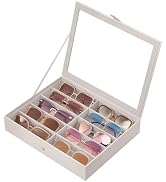 Lolalet 10/20 Slots Sunglasses Organizer Box, Eyeglasses Eyewear Display Case for Multiple Pairs ...